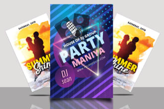 design party poster, flyer attractive event