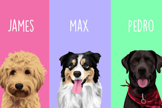 draw dog or any pet to cartoon portrait