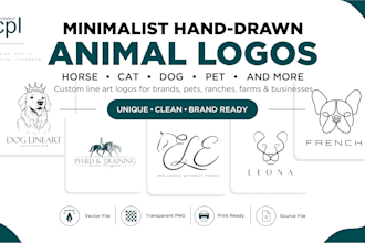 create a unique hand drawn animal and pet logo