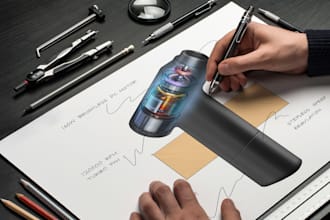 develop an industrial and product design concept by sketches