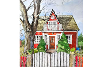 paint watercolor house portrait