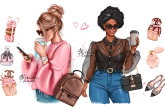 draw a detailed fashion illustration