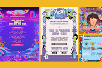 draw custom illustration a retro poster event festival