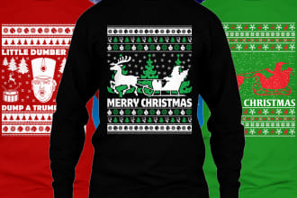 do ugly christmas t shirt design in 24 hour
