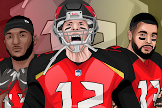 draw sport player illustration for magazine, poster, or book