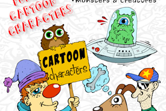 draw funny cartoon characters mascot