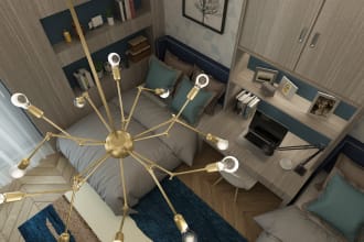 visualize a casual 3d interior design with 3ds max