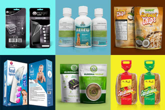 do product box, label, bag, pouch packaging design
