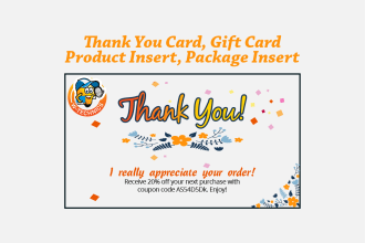 design thank you card, greeting card, gift card, product insert