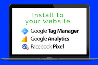 install tag manager, google analytics, facebook pixel
