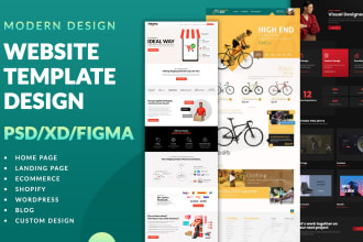 design UI UX website landing page template in PSD, xd or figma