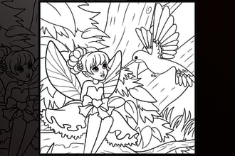 draw coloring book page for children