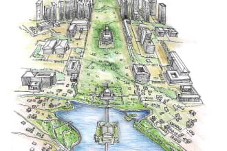draw landscape illustration in colored