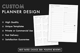 design custom planner, calendar, journal or habit tracker