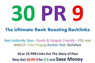 manually Create 30 High Pr PR9 Backlinks From Unique Authority Sites and Ping