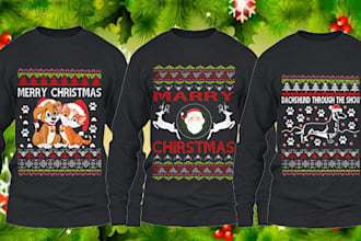 create ugly christmas sweater and t shirt design