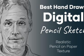 do a digital hand drawn pencil sketch