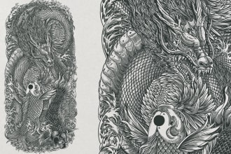 design vintage tattoo in black and white styles