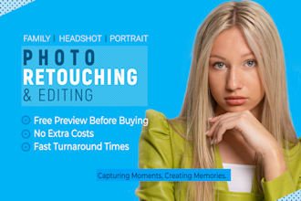 do headshot, family, portrait photo editing and retouching