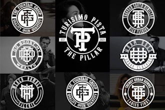 do circular monogram, apparel, text, badge, clothing and fashion brand logo