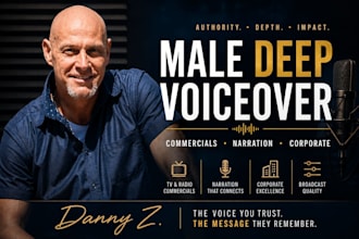 record a deep american male voice over in english