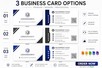 design professional double sided business card and stationery