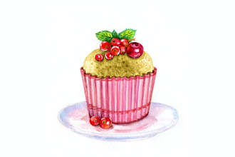 create watercolor food illustrations