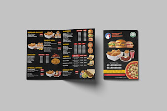 design restaurant menu card, food flyer, poster, price list, digital menu board