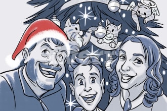 draw a christmas card in disney sketch style