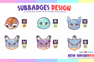 custom cute sub badges or emotes for twitch or kick streamers subscriber badges