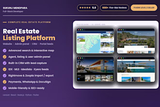 develop a modern real estate website with idx mls ,CRM and property listing