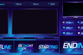 design twitch, kick and youtube stream overlay package