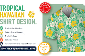 create a floral tropical hawaiian shirt ready to print