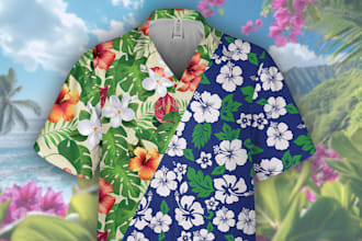 create a floral tropical hawaiian shirt design for printify