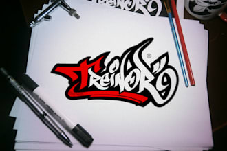 design a logo in my hand lettering graffiti tattoo style