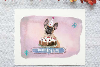 draw dog watercolor portrait or any pet