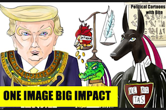 draw custom political cartoon or editorial illustration with bold satire