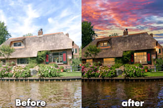 convert real estate images from day to dusk, twilight