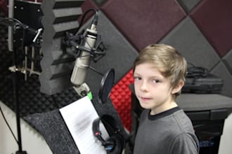 record a 60 sec professional boys voiceover, narration, character and or testimonial