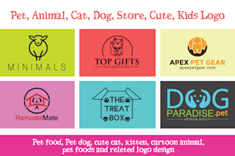 design minimal pet shop, animal, dog, cat, mascot logo