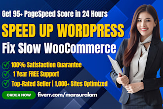 woocommerce and wordpress speed expert, fix slow store, 95 pagespeed in 24 hours