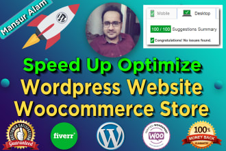 wordpress, woocommerce speed optimization 90 up pagespeed and gtmetrix guarantee