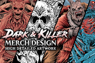design killer metal band t shirt artwork in dark style