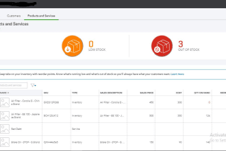 create your inventory or product and services list in quickbooks