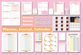 design custom planner, journal, calendar, workbook, or layout, book cover