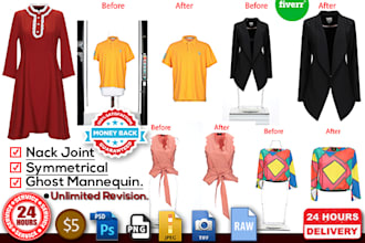 ghost mannequin remove neck joint and symmetry in 24hrs