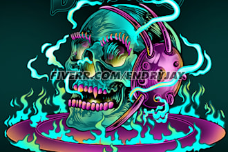draw unique skull illustration for any purpose