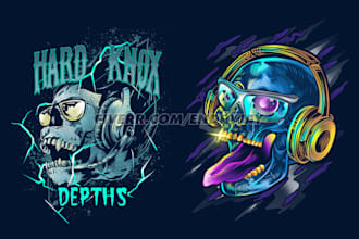 do skull illustration and mascot by hand drawn