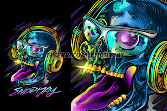 draw unique heavy metal skull illustration