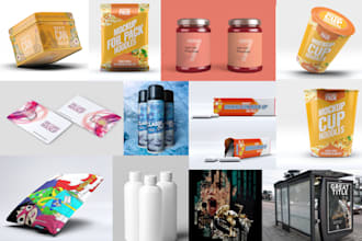 make a mockup of your product box, logo, tshirt and more